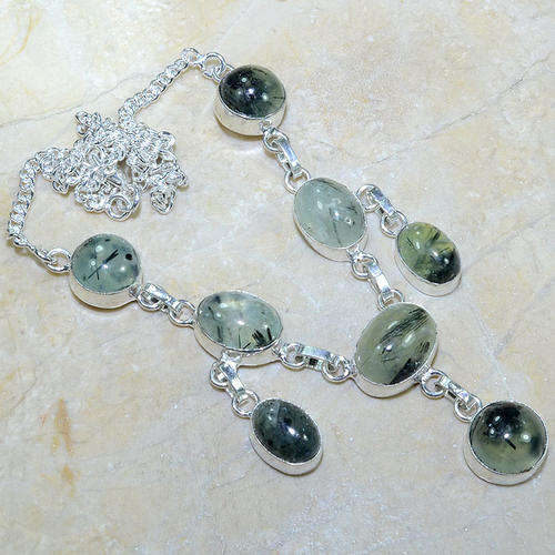 PREHNITE SILVER NECKLACE 18 1/4"